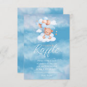 Blauwe Teddybeer ballonnen Baby luier Raffle Informatiekaartje (Voorkant / Achterkant)