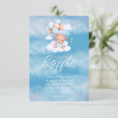 Blauwe Teddybeer ballonnen Baby luier Raffle Informatiekaartje (Staand voorkant)