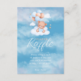 Blauwe Teddybeer ballonnen Baby luier Raffle Informatiekaartje