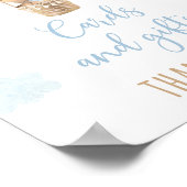 Blauwe Teddybeer ballonnen Baby shower cadeaubordj Poster (Hoek)