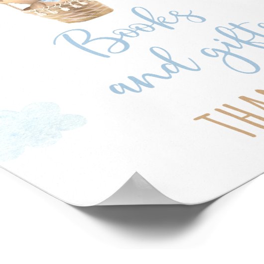 Blauwe Teddybeer ballonnen Baby shower cadeaubordj Poster (Hoek)
