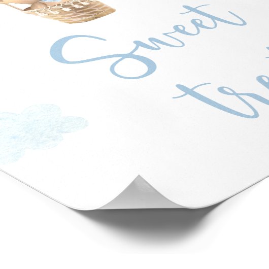 Blauwe Teddybeer ballonnen Baby shower trakteert t Poster (Hoek)