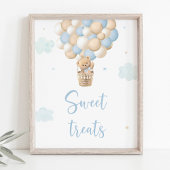 Blauwe Teddybeer ballonnen Baby shower trakteert t Poster