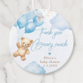Blauwe teddybeer ballonnen Dank je wel bary veel Bedankjes Labels (Voorkant)