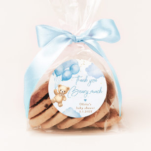 Blauwe teddybeer ballonnen Dank je wel bary veel Ronde Sticker