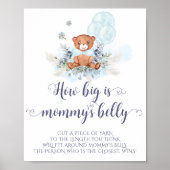 Blauwe Teddybeer ballonnen Hoe groot is mama's bui Poster (Voorkant)