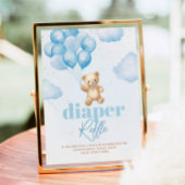 Blauwe teddybeer ballonnen Luierloterij Poster