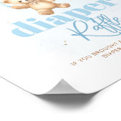 Blauwe teddybeer ballonnen Luierloterij Poster (Hoek)