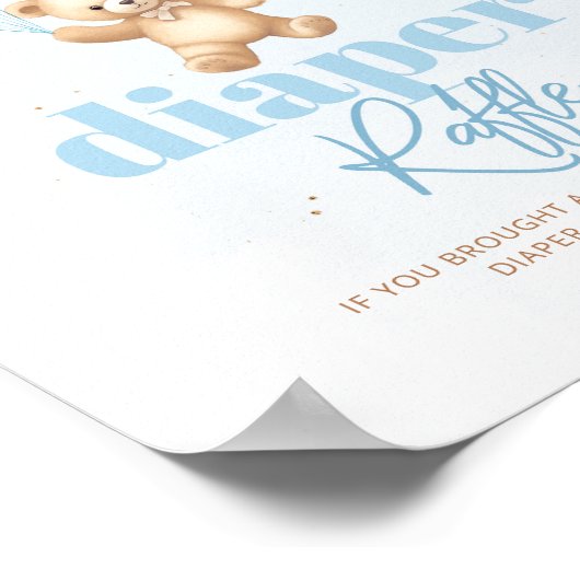 Blauwe teddybeer ballonnen Luierloterij Poster (Hoek)