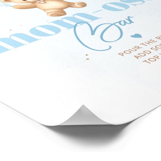 Blauwe teddybeer ballonnen mom-osa bar poster (Hoek)