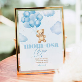 Blauwe teddybeer ballonnen mom-osa bar poster