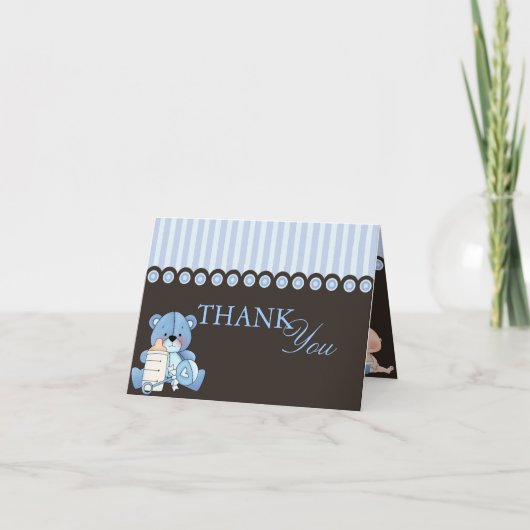 Blauwe Teddybeer bedankkaart (Voorkant)