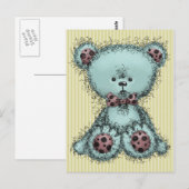 Blauwe teddybeer briefkaart (Voorkant / Achterkant)
