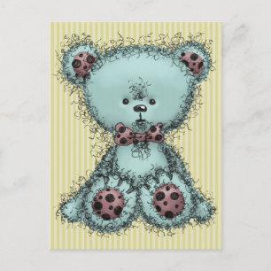 Blauwe teddybeer briefkaart