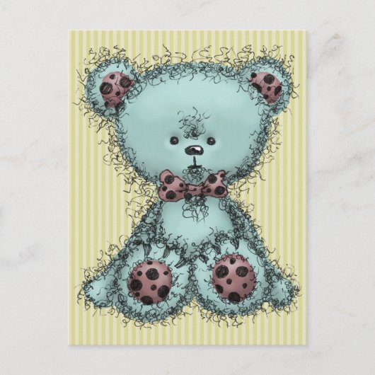 Blauwe teddybeer briefkaart (Voorkant)