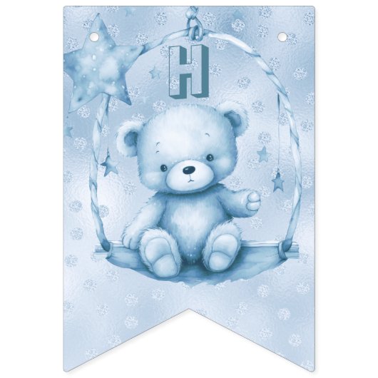 Blauwe teddybeer Bunting vlag Vlaggetjes (Tweede vlag)