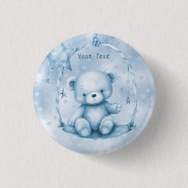 Blauwe Teddybeer Button