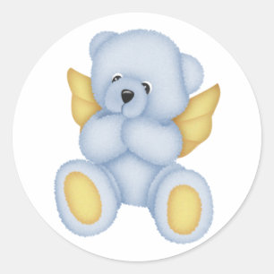 Blauwe Teddybeer engel Stickers