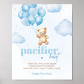 Blauwe teddybeer Fopspeen jacht baby shower spel Poster (Voorkant)