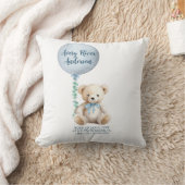 Blauwe teddybeer geboorte statistieken baby kussen (Deken)