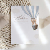 Blauwe Teddybeer Hete Luchtballon Baby shower Advi Kaart