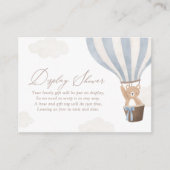 Blauwe Teddybeer Hete Luchtballon Display Douche Informatiekaartje (Voorkant)