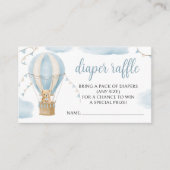 Blauwe teddybeer hete luchtballon luier loterij informatiekaartje (Voorkant)