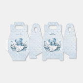 Blauwe Teddybeer in de doos van de mandgunst Bedankdoosjes (Uitgevouwen)