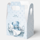 Blauwe Teddybeer in de doos van de mandgunst Bedankdoosjes (Geopend)