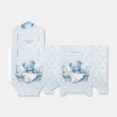 Blauwe Teddybeer in de doos van de mandgunst Bedankdoosjes (Uitgevouwen)