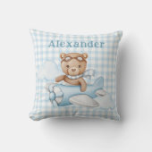 Blauwe teddybeer in het vliegtuig kussen (Voorkant)