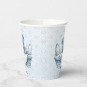 Blauwe Teddybeer in Mand Papier Cups Papieren Bekers (Links)