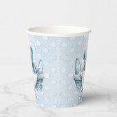 Blauwe Teddybeer in Mand Papier Cups Papieren Bekers (Rechts)