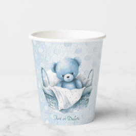 Blauwe Teddybeer in Mand Papier Cups Papieren Bekers