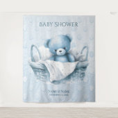 Blauwe Teddybeer in mandachtergrond Wandkleed (Voorkant)