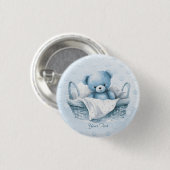 Blauwe Teddybeer in mandje Button (Voorkant /achterkant)