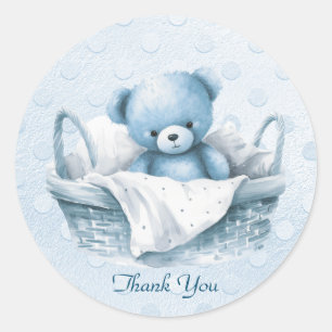 Blauwe Teddybeer in mandje Sticker