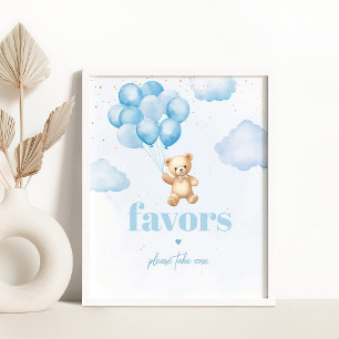 Blauwe teddybeer jongen douche Favorieten teken Poster