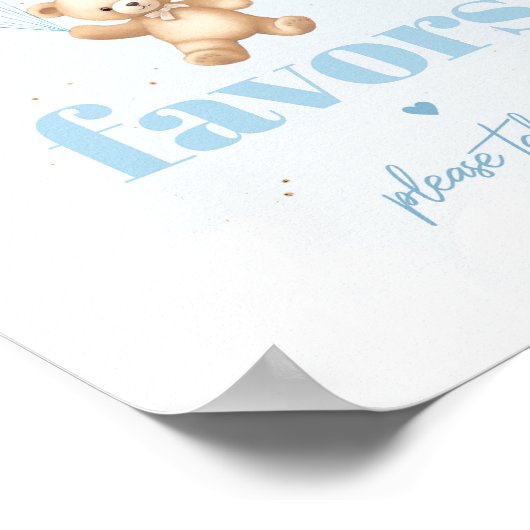 Blauwe teddybeer jongen douche Favorieten teken Poster (Hoek)