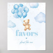 Blauwe teddybeer jongen douche Favorieten teken Poster (Voorkant)