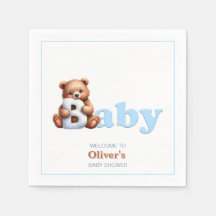 Blauwe Teddybeer Jongens Baby Shower