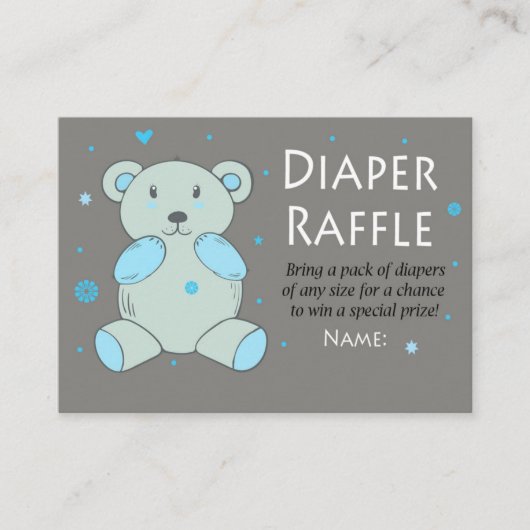 Blauwe teddybeer Luiers Tombola Tickets (Voorkant)