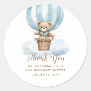 Blauwe Teddybeer Maan Baby Shower Favor Ronde Sticker