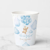 Blauwe teddybeer met ballonnen baby shower papieren bekers (Achterkant)