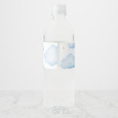 Blauwe teddybeer met ballonnen baby shower waterfles etiket (Achterkant)