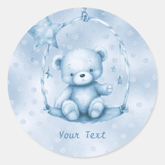 Blauwe Teddybeer Sticker (Voorkant)