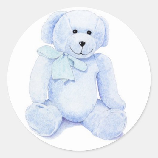 Blauwe Teddybeer Sticker (Voorkant)