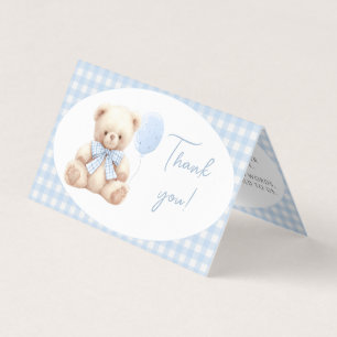 Blauwe Teddybeer Strik Baby Shower Bedankkaartjes Kaart