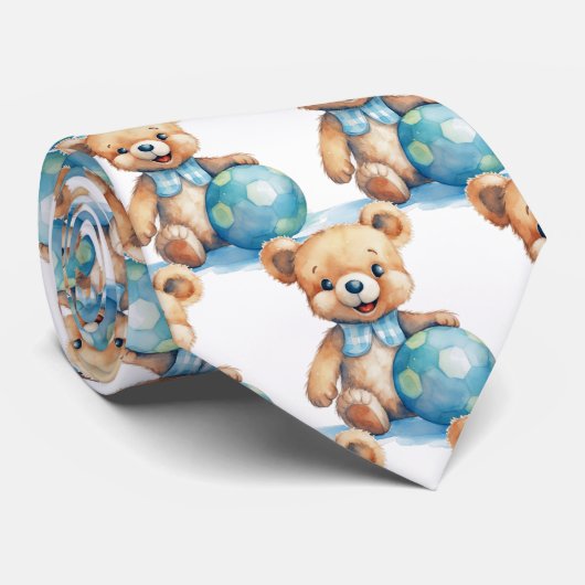 Blauwe Teddybeer Stropdas (Opgerold)
