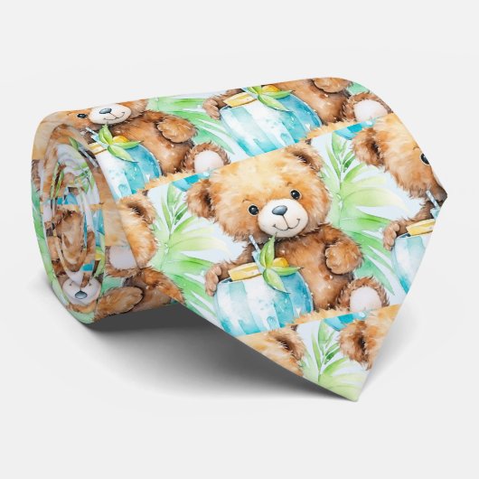 Blauwe Teddybeer Stropdas (Opgerold)